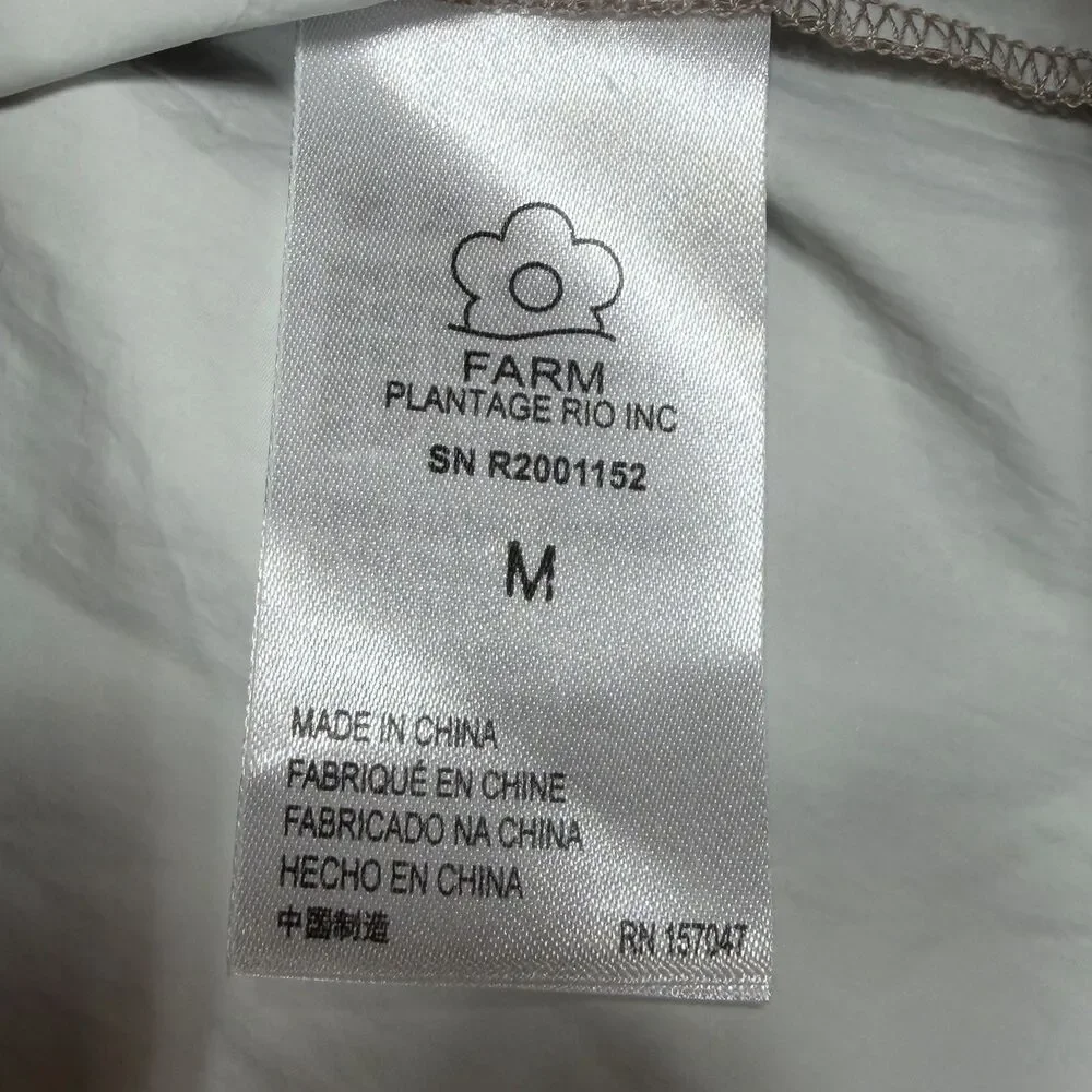 Farm Rio Puff Sleeve Blouse Women’s Size Medium Rose Gold Metallic Nylon